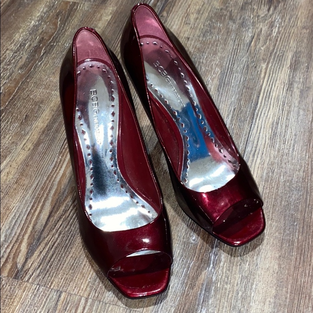BCBG Ruby Open-Toe Heels